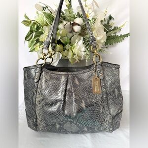 Coach Alexandra EUC python embossed leather tote